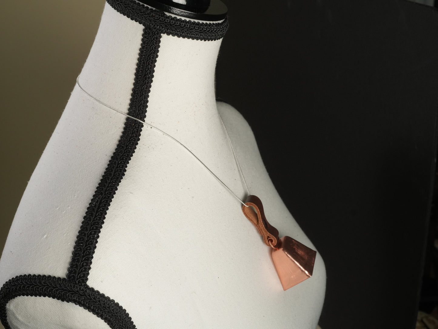 Farmhouse Necklace with Copper Cowbell and Silver Chain