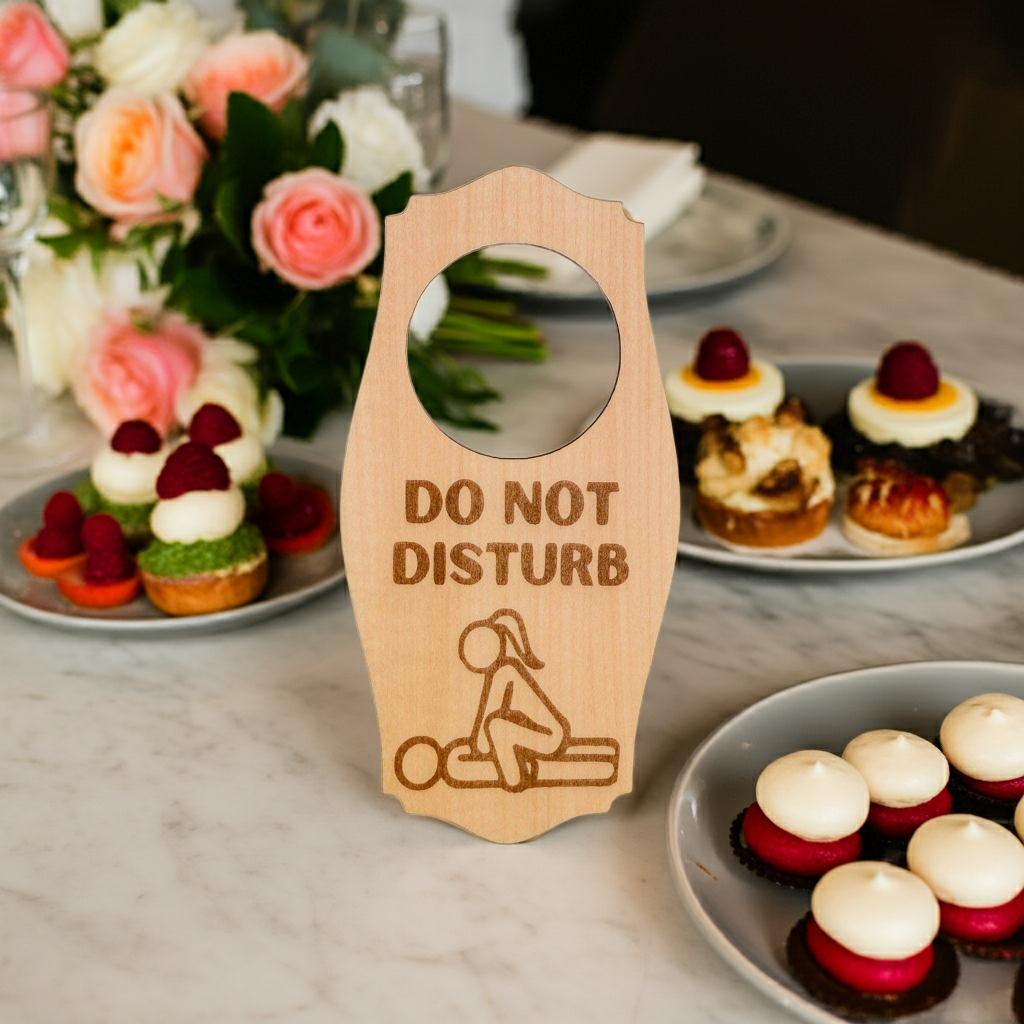 Adult Do Not Disturb Real Wood Door Sign for Newlywed Couples