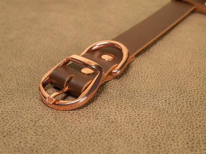 Hucow Collar with Copper Cowbell in Brown Leather