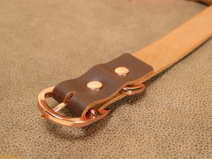 Hucow Collar with Copper Cowbell in Brown Leather