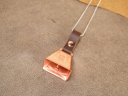 Farmhouse Necklace with Copper Cowbell and Silver Chain
