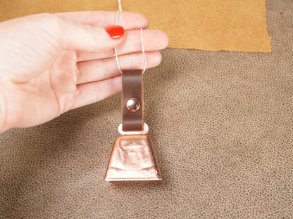 Farmhouse Necklace with Copper Cowbell and Silver Chain