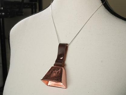 Farmhouse Necklace with Copper Cowbell and Silver Chain
