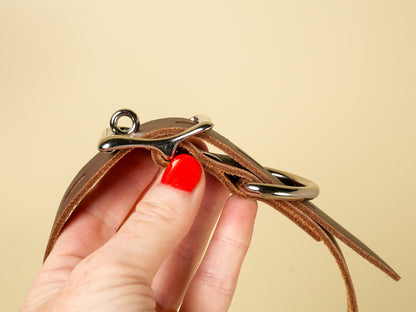 Locking Hucow Collar with Silver Cowbell in Brown Leather