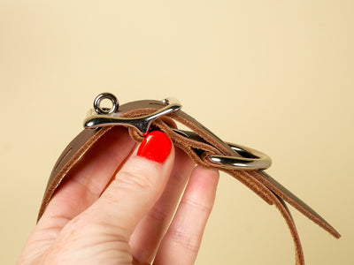 Locking Hucow Collar with Silver Cowbell in Brown Leather