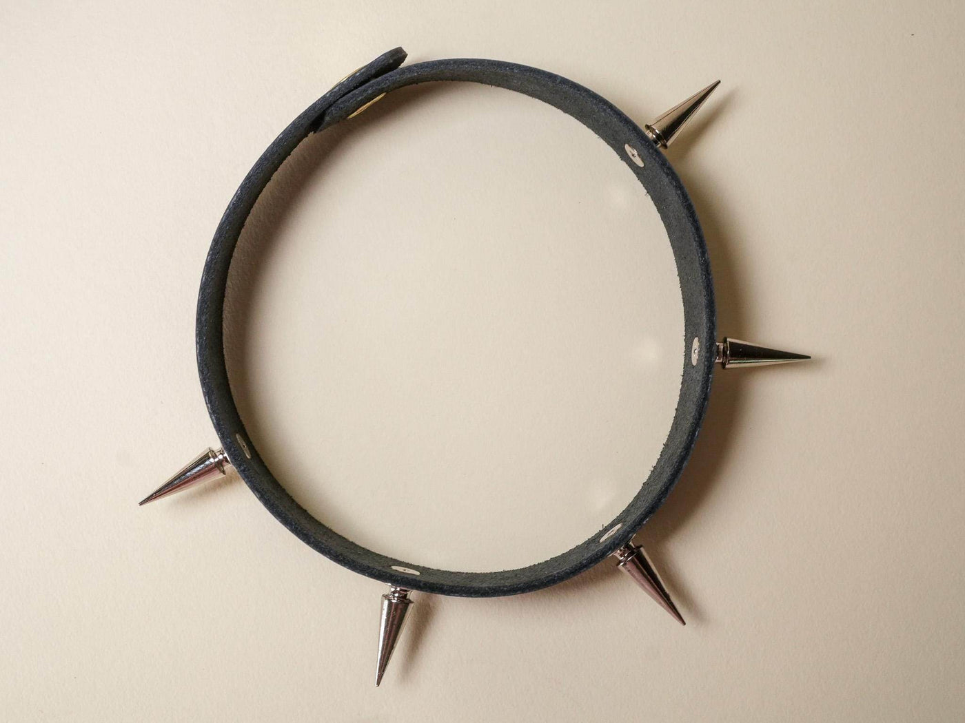 Bound by Dave black leather Goth Choker with silver metal spikes accessory for edgy fashion