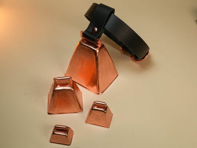 Bound by Dave Hucow Collar with copper cowbells and black leather strap