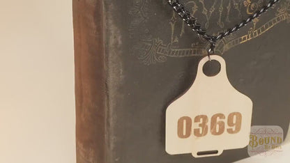 Personalized Cow Tag Necklace in Wood