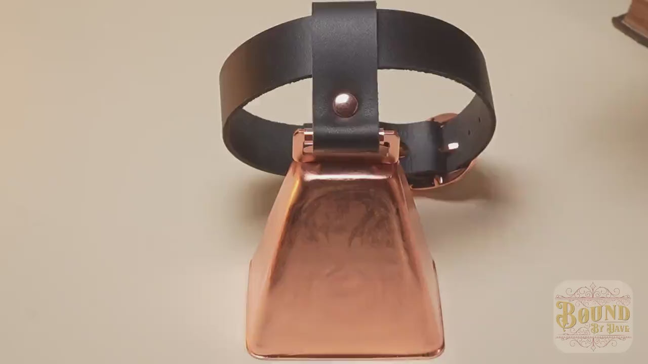 Hucow Collar with Copper Cowbell in Black Leather