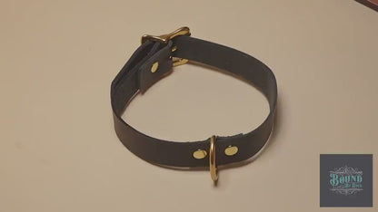 Submissive Day Collar with Solid Brass Hardware in Black Leather