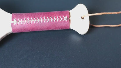 Spanking Paddle with Smooth Wood and Handstitched Leather Handle