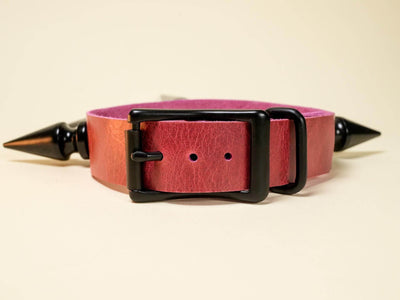 Bound by Dave Rave Choker in red with black buckle and black pointed spikes