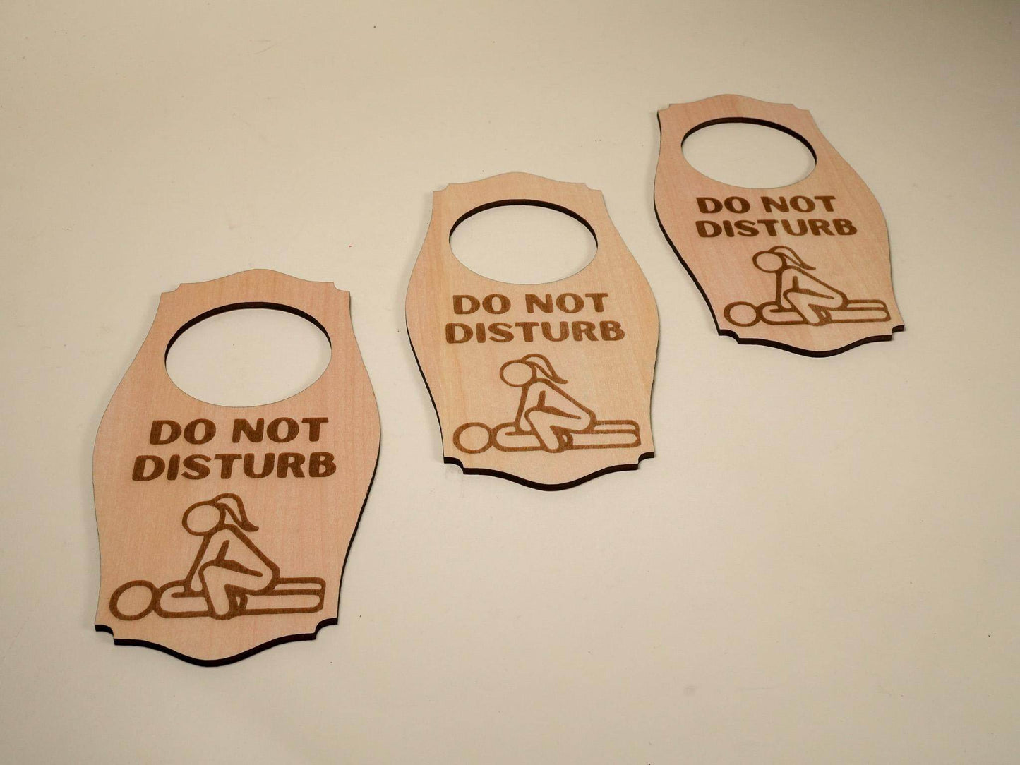 Bound by Dave adult do not disturb sign wooden door hangers with engraved graphic design
